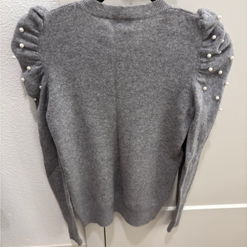 100% Cashmere Sweater with Pearl Accents - Picture 2 of 3